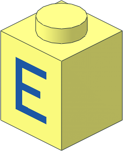 Brick  1 x  1 with Blue "E" Pattern