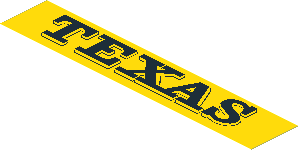 Sticker  1.1 x  5.9 with "TEXAS"