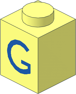 Brick  1 x  1 with Blue "G" Pattern