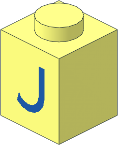 Brick  1 x  1 with Blue "J" Pattern