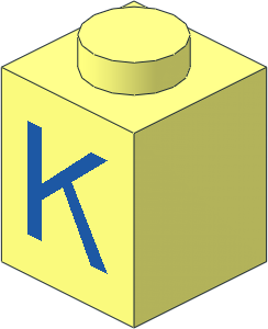 Brick  1 x  1 with Blue "K" Pattern