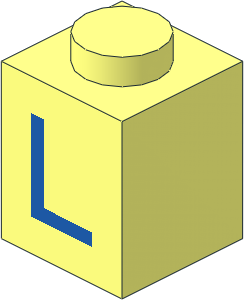 Brick  1 x  1 with Blue "L" Pattern