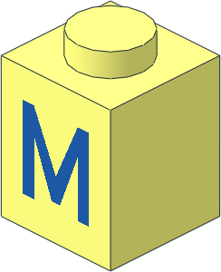 Brick  1 x  1 with Blue "M" Pattern