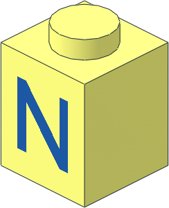 Brick  1 x  1 with Blue "N" Pattern