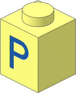 Brick  1 x  1 with Blue "P" Pattern