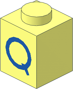 Brick  1 x  1 with Blue "Q" Pattern