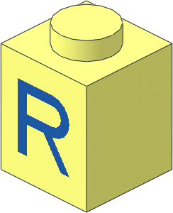 Brick  1 x  1 with Blue "R" Pattern