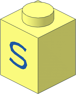 Brick  1 x  1 with Blue "S" Pattern