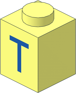 Brick  1 x  1 with Blue "T" Pattern