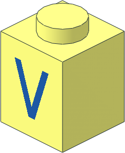 Brick  1 x  1 with Blue "V" Pattern