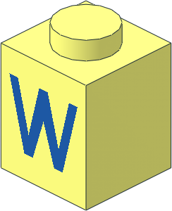 Brick  1 x  1 with Blue "W" Pattern