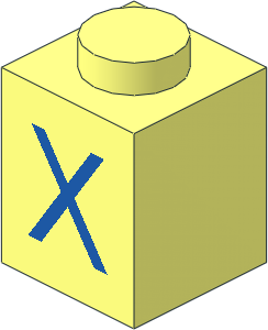 Brick  1 x  1 with Blue "X" Pattern