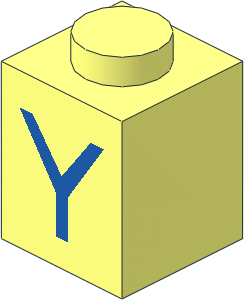 Brick  1 x  1 with Blue "Y" Pattern
