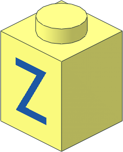 Brick  1 x  1 with Blue "Z" Pattern