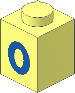 Brick  1 x  1 with Blue Bold "0" Pattern