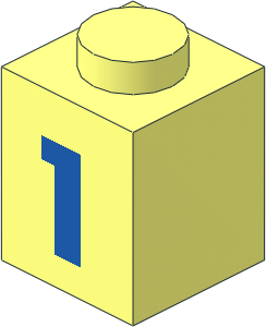 Brick  1 x  1 with Blue Bold "1" Pattern