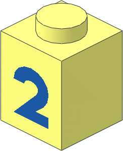 Brick  1 x  1 with Blue Bold "2" Pattern
