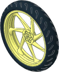 Wheel 24 x 107 Motorcycle with  7 Spokes with Tyre 27/ 48 x 107 Motorcycle with Racing Tread