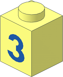 Brick  1 x  1 with Blue Bold "3" Pattern