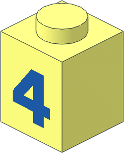 Brick  1 x  1 with Blue Bold "4" Pattern