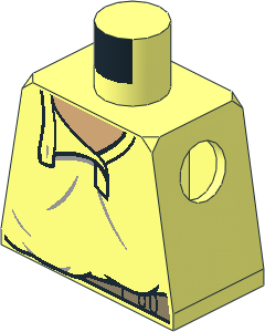 Minifig Torso with Shirt with Open Collar and Light Bluish Grey Wrinkles and Dark Tan Belt Pattern