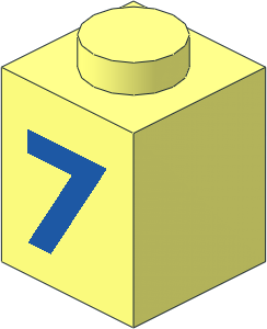 Brick  1 x  1 with Blue Bold "7" Pattern