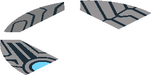 ~Electric Brick  4 x  4 x  0.667 Round - Top with  2 Studs with Black and Silver Armour Panels and Medium Azure Circle Pattern - Half