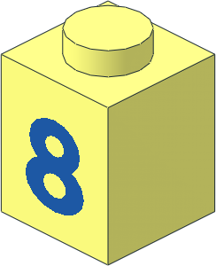 Brick  1 x  1 with Blue Bold "8" Pattern