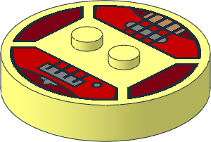 ~Electric Brick  4 x  4 x  0.667 Round - Top with  2 Studs with Black Strings, Metallic Silver Bridge and Knob Pattern