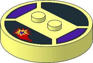 Brick  4 x  4 x  0.667 Round with RFID Tag and  2 Studs with Medium Lilac, Yellow and Red Star Pattern