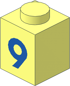 Brick  1 x  1 with Blue Bold "9" Pattern