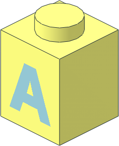Brick  1 x  1 with Lightblue "A" Pattern
