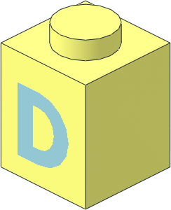 Brick  1 x  1 with Lightblue "D" Pattern