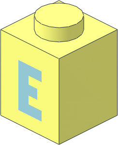 Brick  1 x  1 with Lightblue "E" Pattern