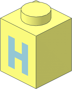 Brick  1 x  1 with Lightblue "H" Pattern