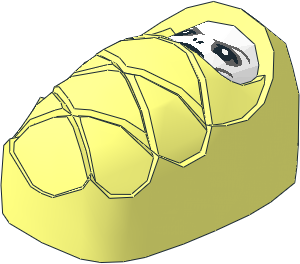 Minifig Bundled Baby with Stud Holder on Back with White Evil Face Pattern