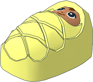 Minifig Bundled Baby with Stud Holder on Back with Nougat Smiling Face, Large Eyes and Hair Pattern