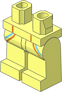 Minifig Hips and Legs with Diving Suit Orange and Medium Azure Stripes Pattern