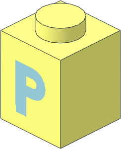 Brick  1 x  1 with Lightblue "P" Pattern