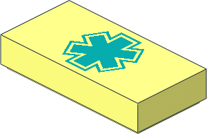 Tile  1 x  2 with Dark Turquoise EMT Star of Life Pattern