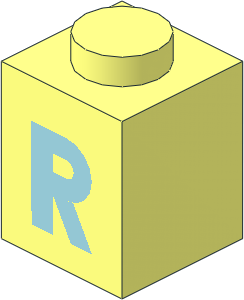 Brick  1 x  1 with Lightblue "R" Pattern