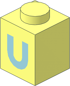 Brick  1 x  1 with Lightblue "U" Pattern