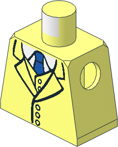 Minifig Torso with Buttoned Three Piece Suit and Blue Tie Pattern