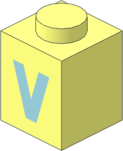 Brick  1 x  1 with Lightblue "V" Pattern