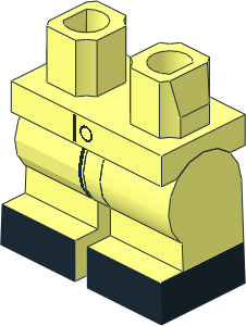 Minifig Hips and Legs Medium with Black Shoes and Lab Coat Pattern
