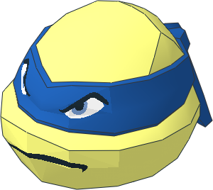 Minifig Head Ninja Turtle with Leonardo Looking Up Pattern