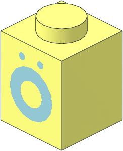 Brick  1 x  1 with Lightblue "Ö" (O Dieresis) Pattern