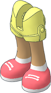 Figure Friends Legs with Shorts with Medium Tan Legs, Coral Shoes with White Laces, Soles and Socks Pattern