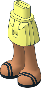 Figure Friends Hips and Legs with Short Skirt with Nougat Legs and Black Double Foot Straps Sandals Pattern