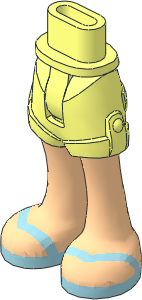 Figure Friends Hips and Legs with Shorts with Light Nougat Legs, Metallic Light Blue V-shaped Straps Sandals Pattern